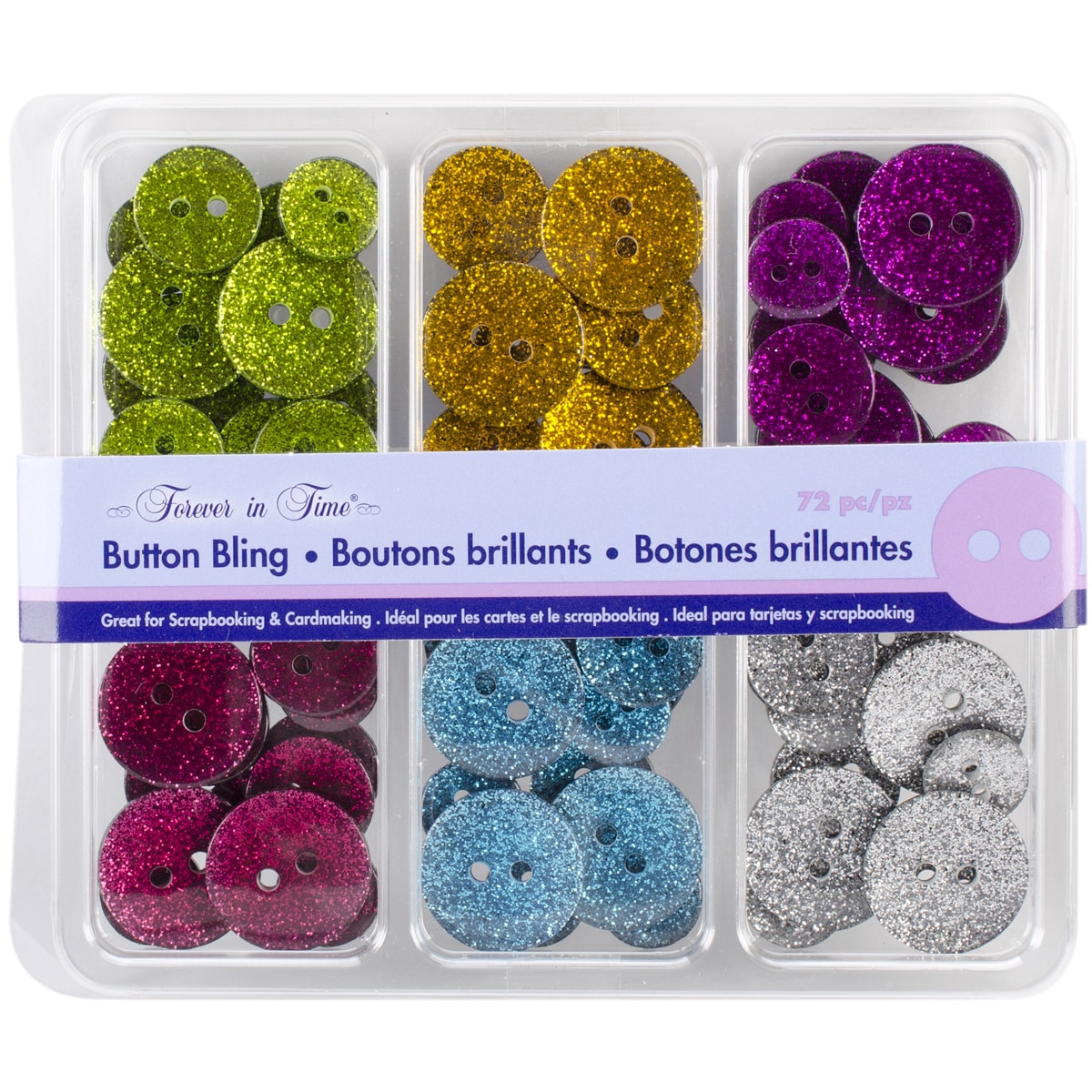 Button Bling Glitter 72/pkg style #1