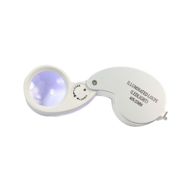White LED 40X Jeweler Loupe Magnifying Glass  