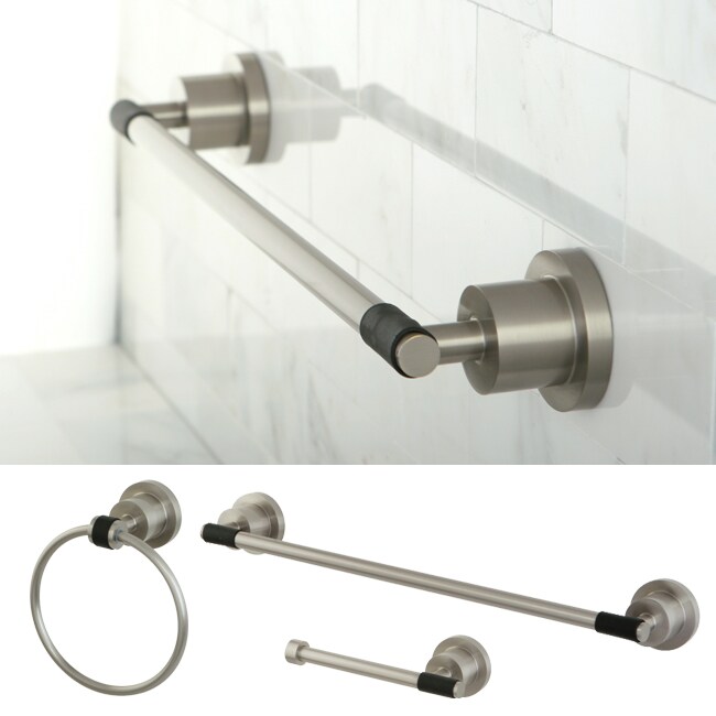 Shop Satin Nickel 3piece Bathroom Accessory Set Free Shipping Today