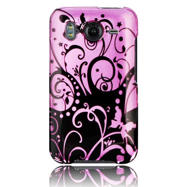 Luxmo Black Swirl Snap on Protector Case for HTC Inspire 4G