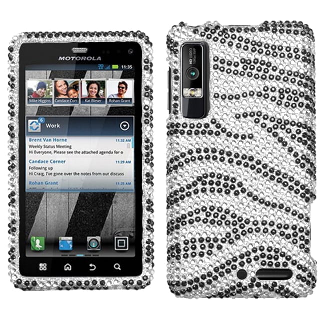 MyBat Motorola Droid 3 Zebra Rhinestone Case