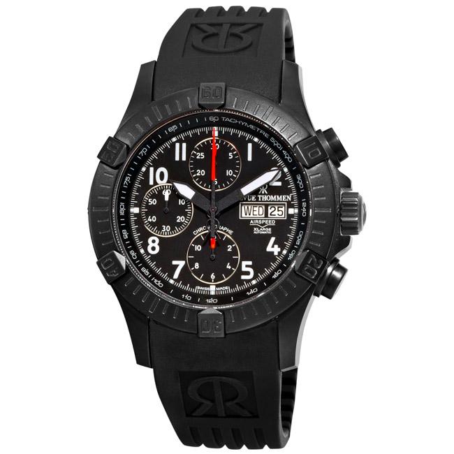 Revue Thommen Mens Air Speed Rubber Strap Chronograph Watch 