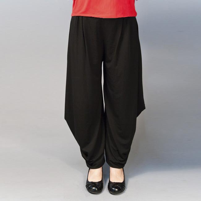 AtoZ Womens Black Folded Hem Harem Pants