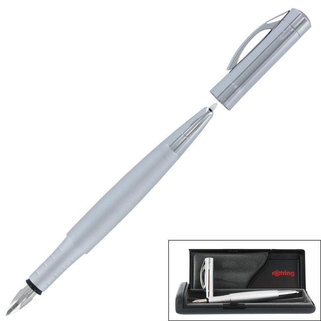 Rotring Initial Data Medium Point Black Ink Silver Fountain Pens