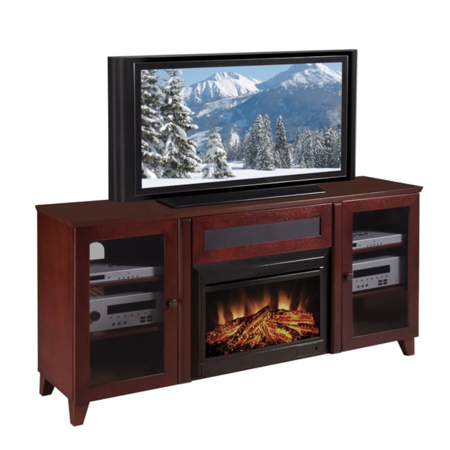 Shaker 70 inch Dark Cherry Tv Console And Electric Fireplace