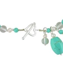 Sterling Silver Turquoise and Freshwater Rice Pearl Bracelet (2 6 mm