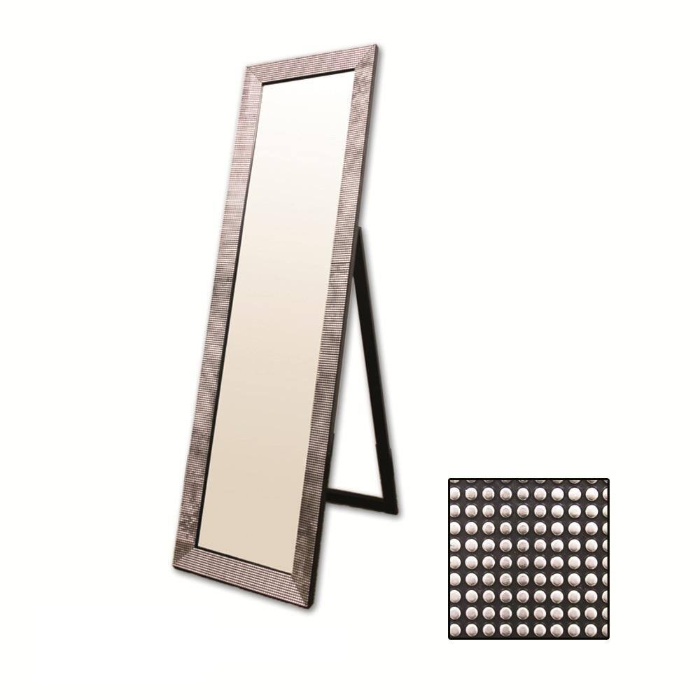 Rectangular Black with Pearl-like Studs Floor Mirror