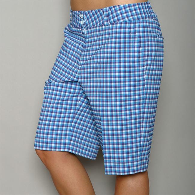 Nike Golf Womens Dri Fit Blue Check Golf Shorts