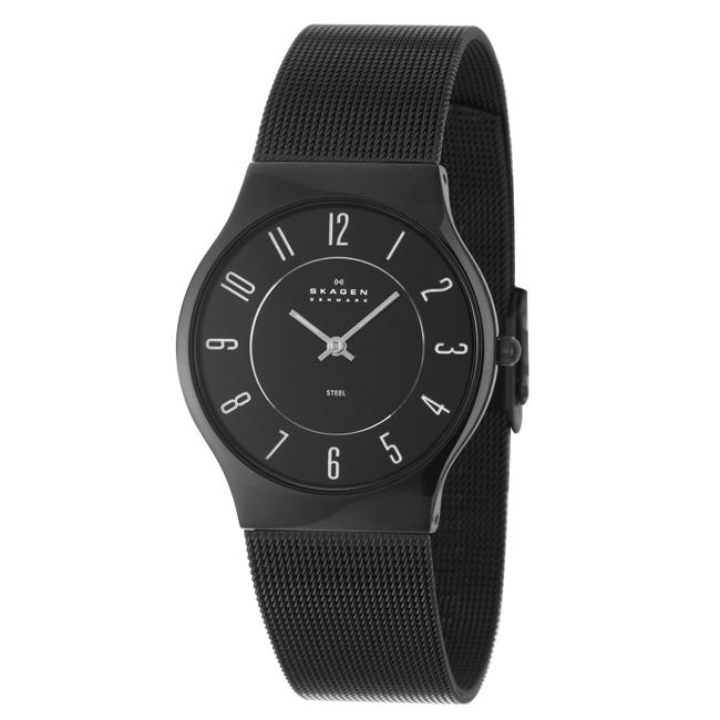 Skagen Mens Mesh Black Stainless Steel Quartz Watch  