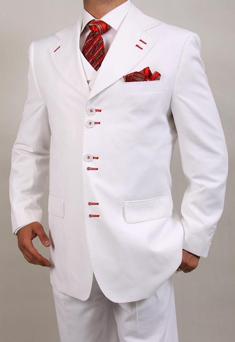 Ferrecci Mens White Six button Suit