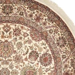 Asian Hand Knotted Royal Kerman Ivory Wool Area Rug (8' Round) Safavieh Round/Oval/Square