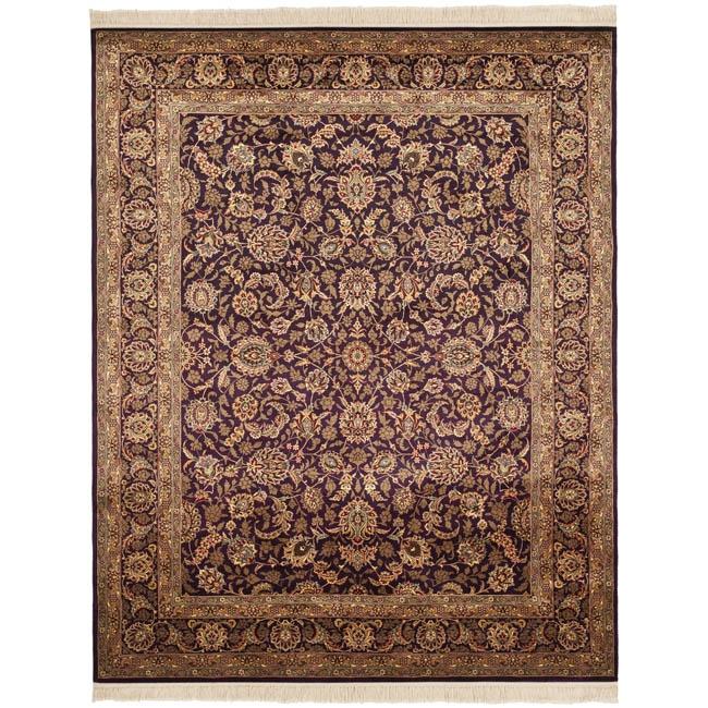 Asian Hand knotted Royal Kerman Purple Wool Rug (5 x 7)