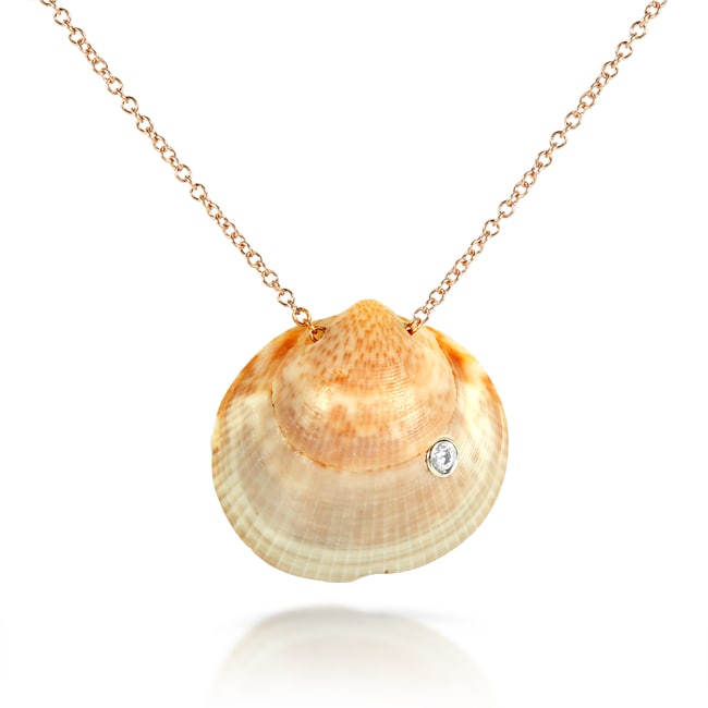 14k Gold Diamond Accent Seashell Necklace