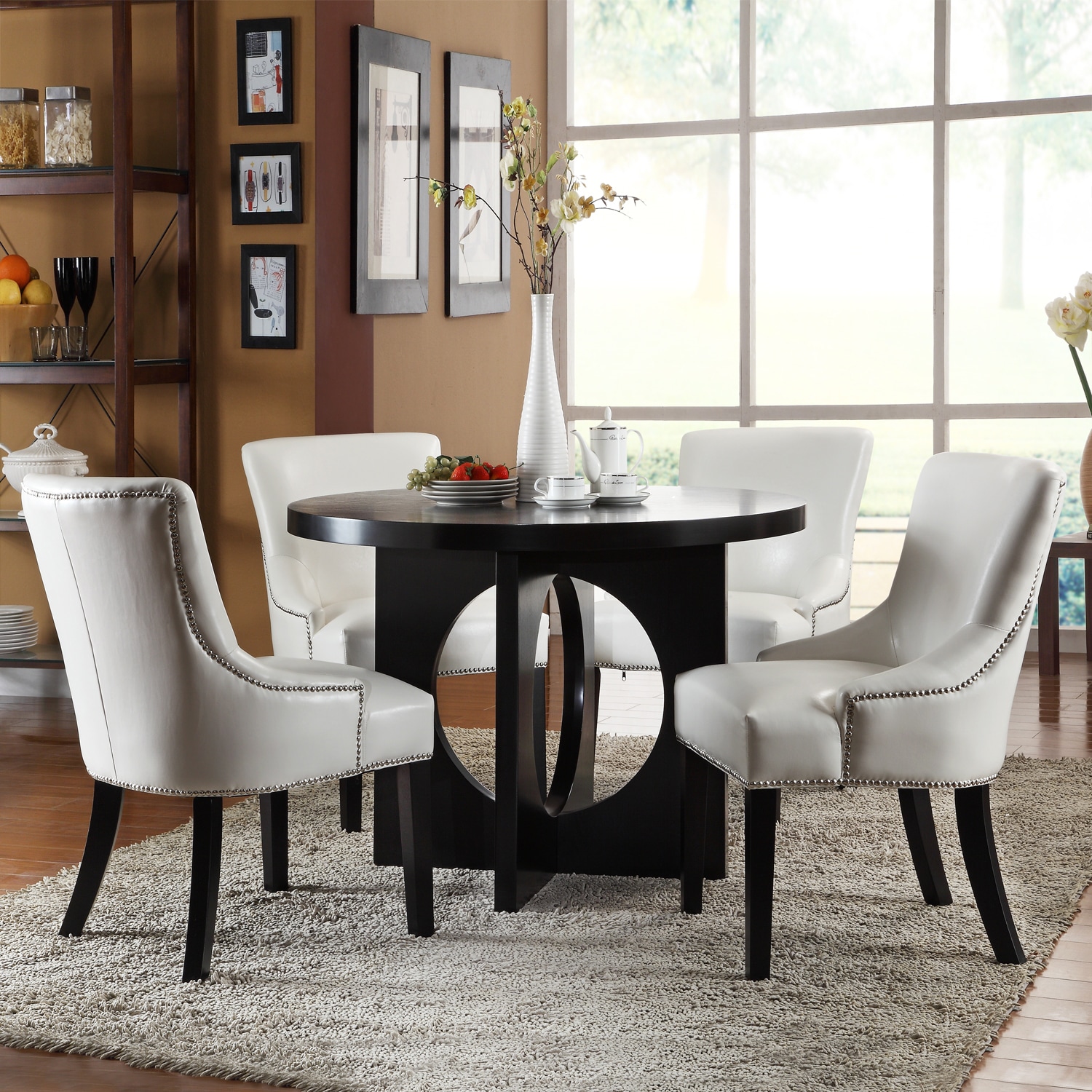 Westmont 5-piece White Faux Leather Dining Set - 13841406 - Overstock ...