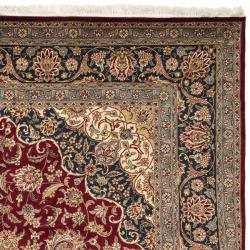Asian Hand knotted Royal Kerman Red and Navy Wool Rug (8' x 10') 7x9   10x14 Rugs