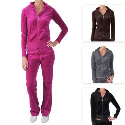 Journee Collection Women's Velour Hooded Lounge Set