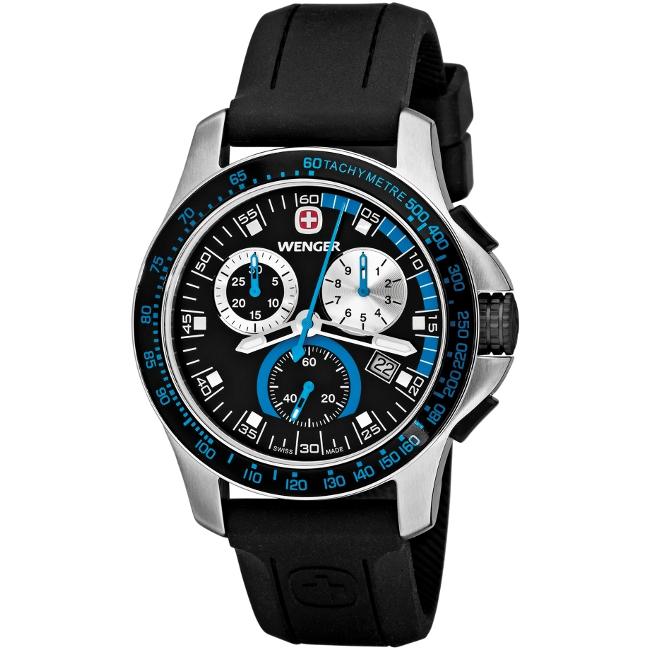 Wenger Mens Battalion Blue Bezel Chronograph Watch