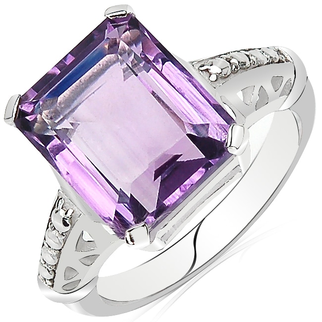 Sterling Silver Genuine Amethyst Ring  