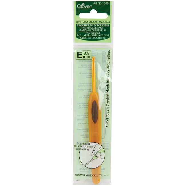 Clover Soft Touch Size E4 3.5mm Crochet Hook (Copper, brownSize E4, 3.5 mmMaterials Aluminum, ABS resinDimensions 7 inches wide x 2 inches long x 1 inches deepImported E4, 3.5 mmMaterials Aluminum, ABS resinDimensions 7 inches wide x 2 inches long x 