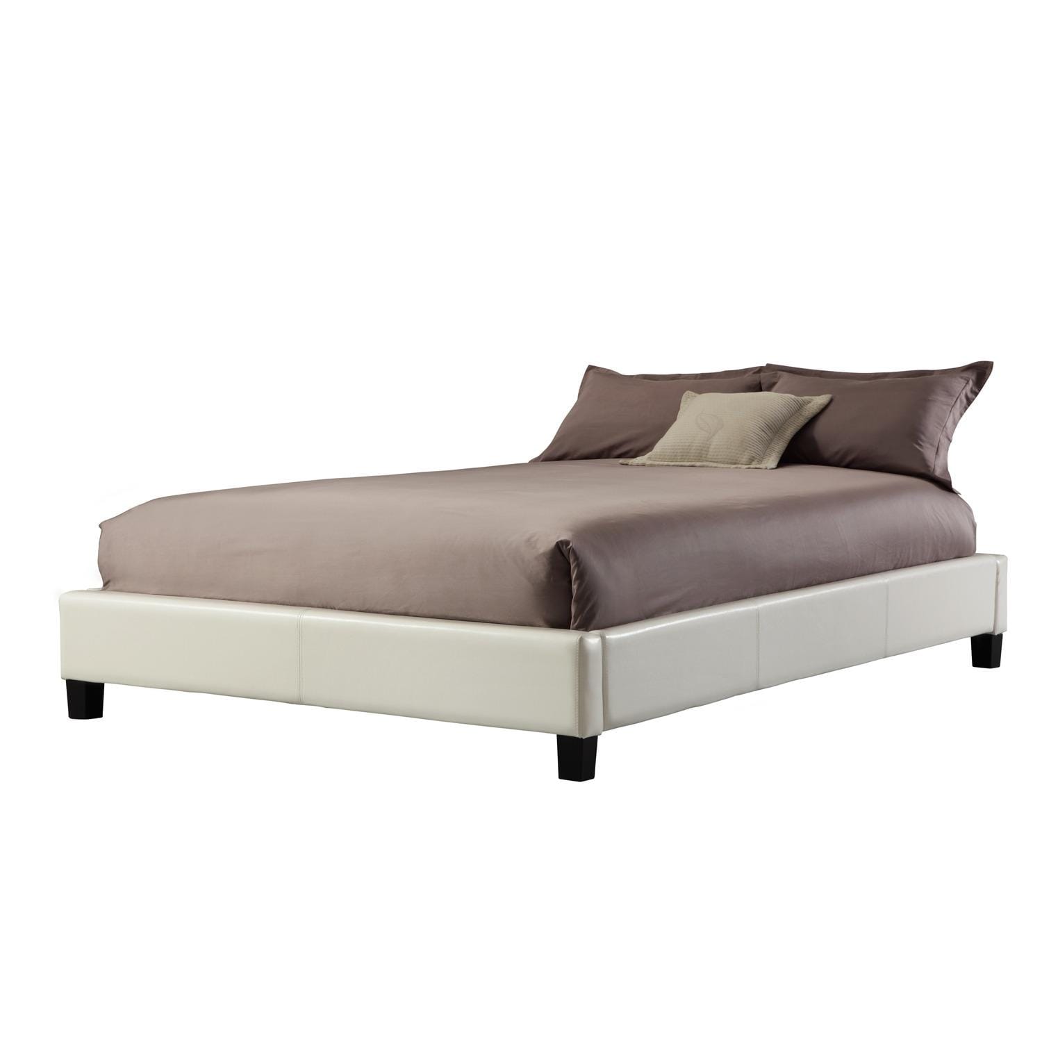 Sarajevo White Vinyl Full Platform Bed