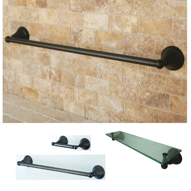 Oil Rubbed Bronze 3 piece Shelf and Towel Bar Bathroom Accessory Set