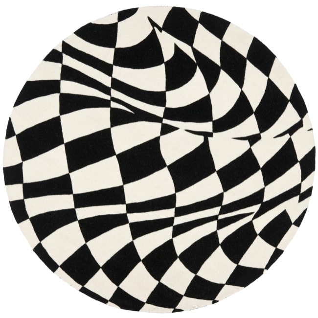 Safavieh Handmade Soho Modern Abstract Black Wool Rug - 6' x 6' Round