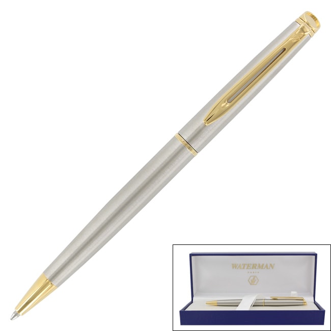 Waterman Hemisphere Stainless Steel Gold Trim Mechanical Pencil Waterman Ballpoint Pens