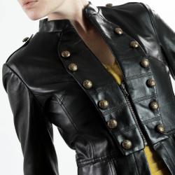 United Face Womens Lambskin Military Leather Jacket  