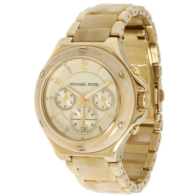 Michael Kors Women's Goldtone Horn Resin Chronograph Watch