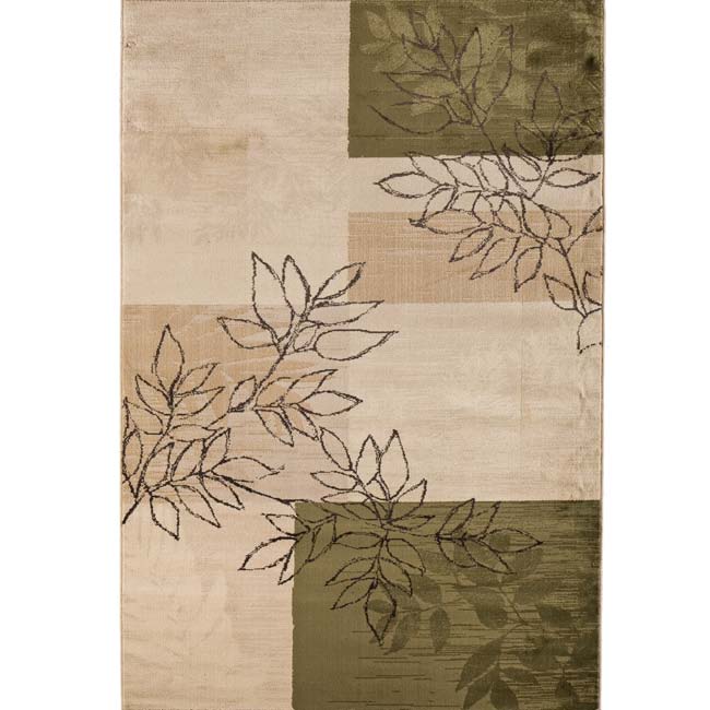 Fern Sketch Bisque Beige Olefin Rug (78 x 108)