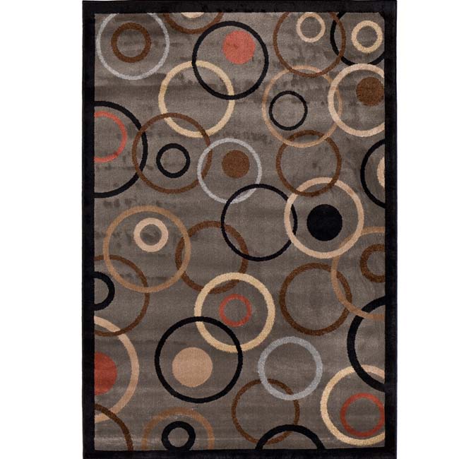 Abstract Circles Grey Olefin Rug