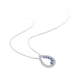 14k Gold 1/2ct TDW Blue and White Diamond Teardrop Necklace (GH, I2 I3) Diamond Necklaces