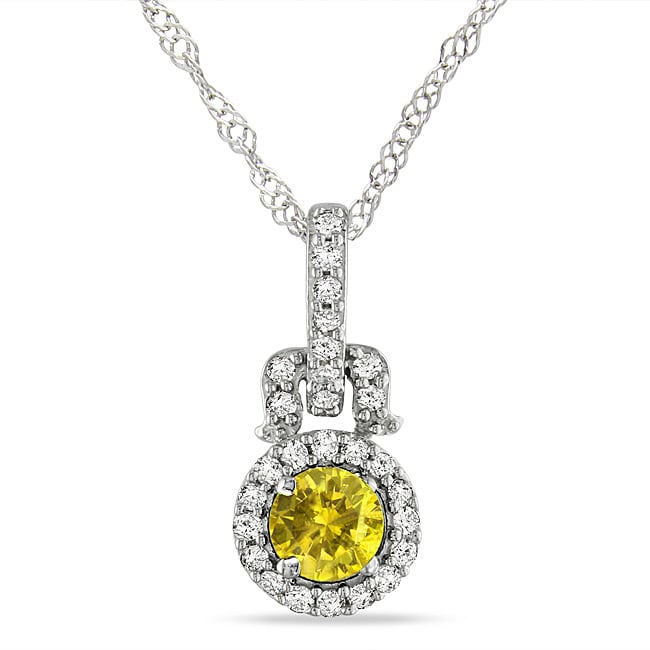   White Gold 1/4ct TDW Yellow and White Diamond Necklace (G H, I1 I2