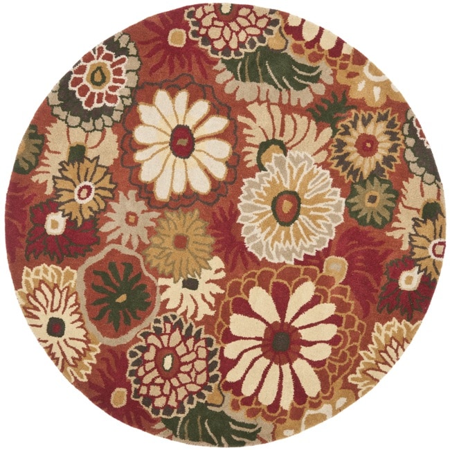 Handmade Jardine Summer Rust Wool Rug (6 Round)