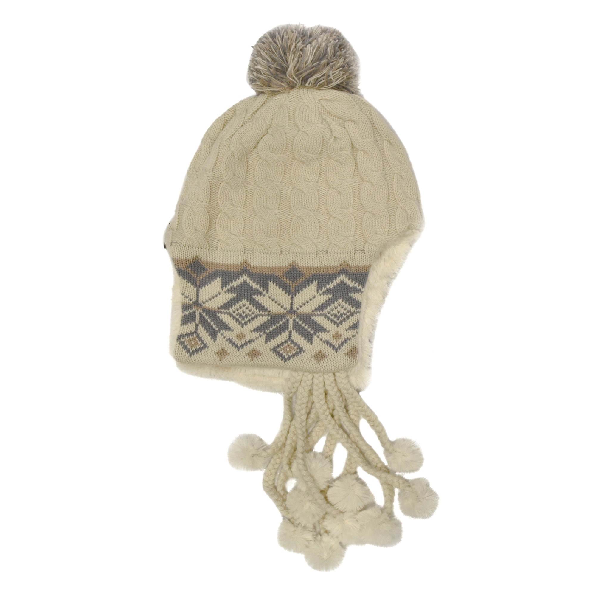 Muk Luks Womens Winter White Snowflake Cable Helmet  