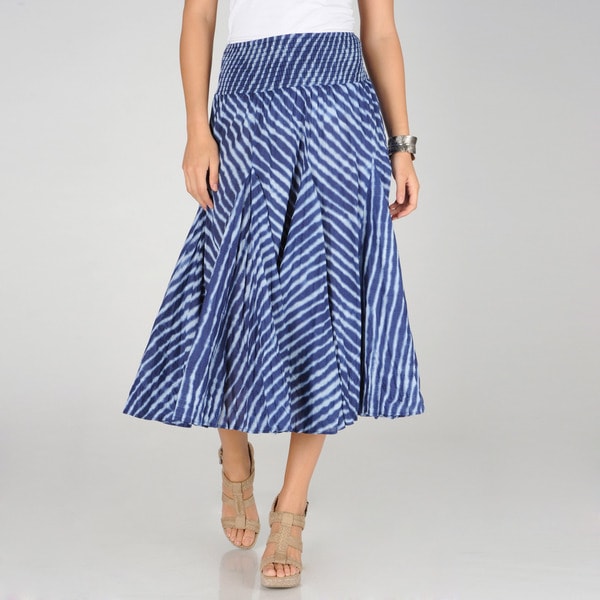 Grace Elements Women's Blue Striped Tie-Dye Long Skirt - Free Shipping ...