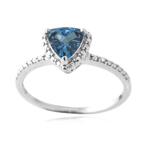 Glitzy Rocks Sterling Silver London Blue Topaz Diamond Accent Ring