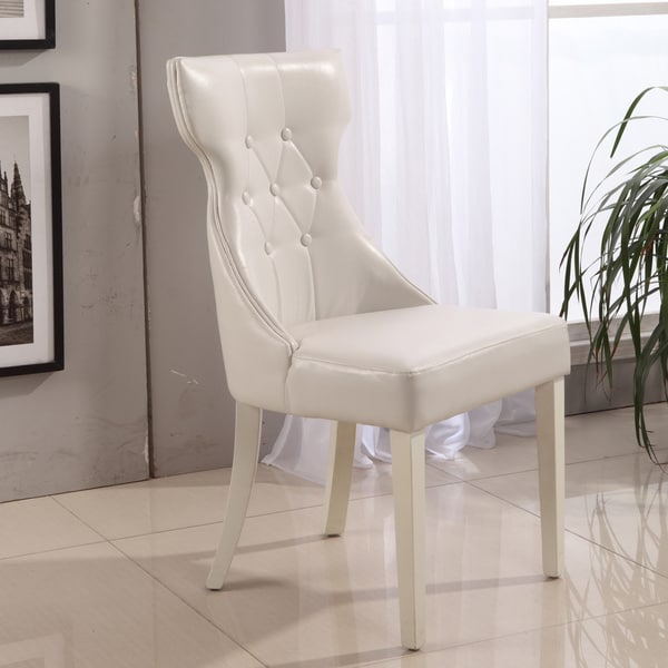 Shop Parson Creamy White Faux Leather Dining Chairs (Set ...