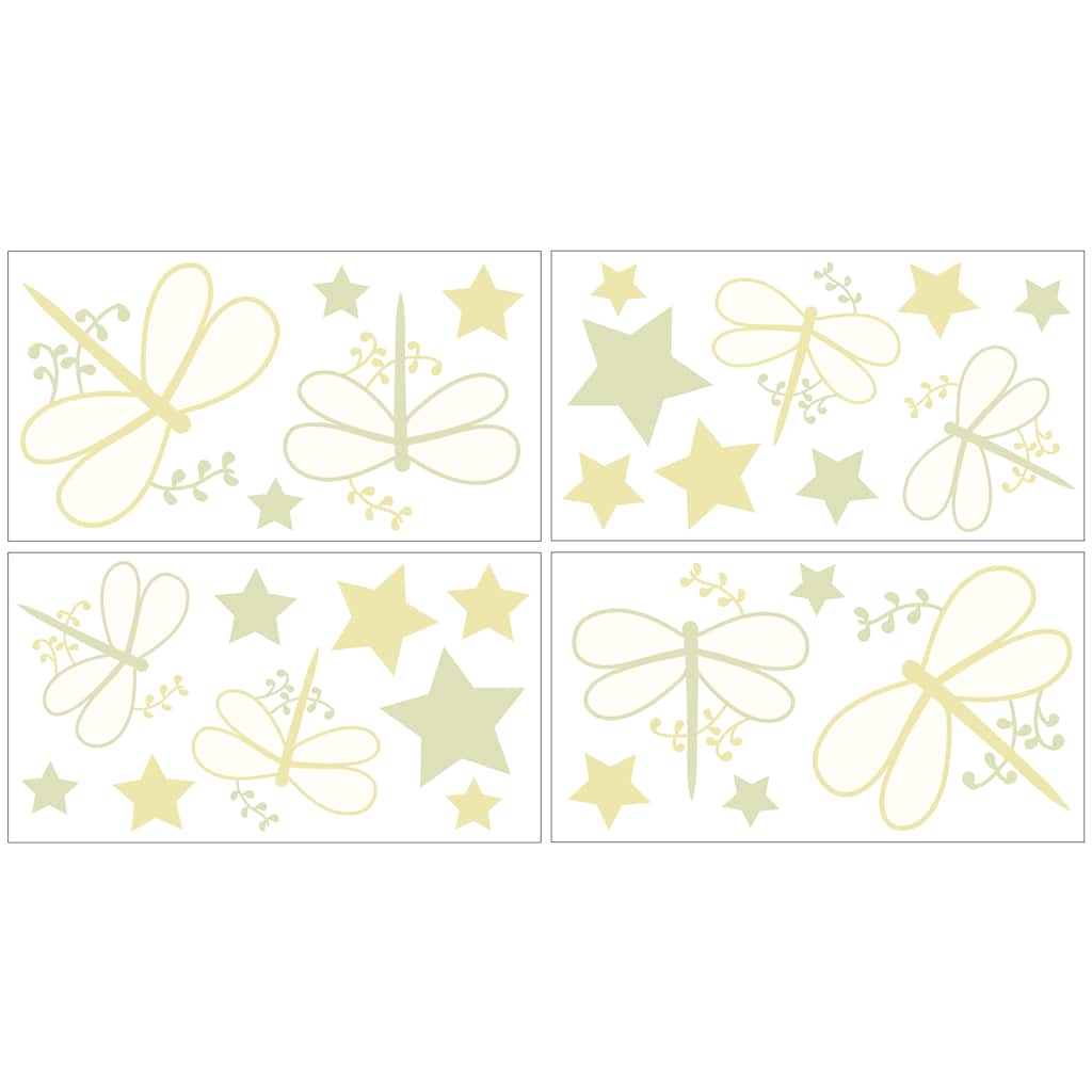 Sweet Jojo Designs Green Dragonfly Dreams Peel and Stick Wall Decal Stickers Art Nursery Decor (Set of 4)
