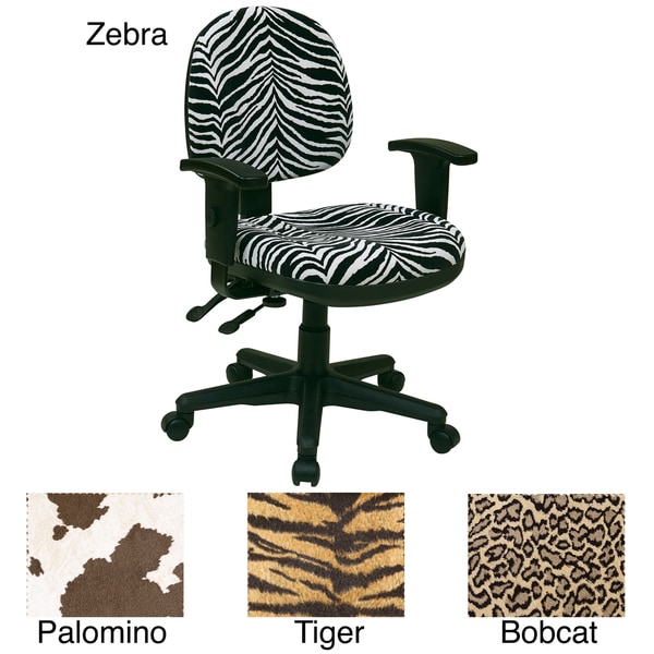 Office Star Animal Print Multi Controlled Sculpted Chair with Arms