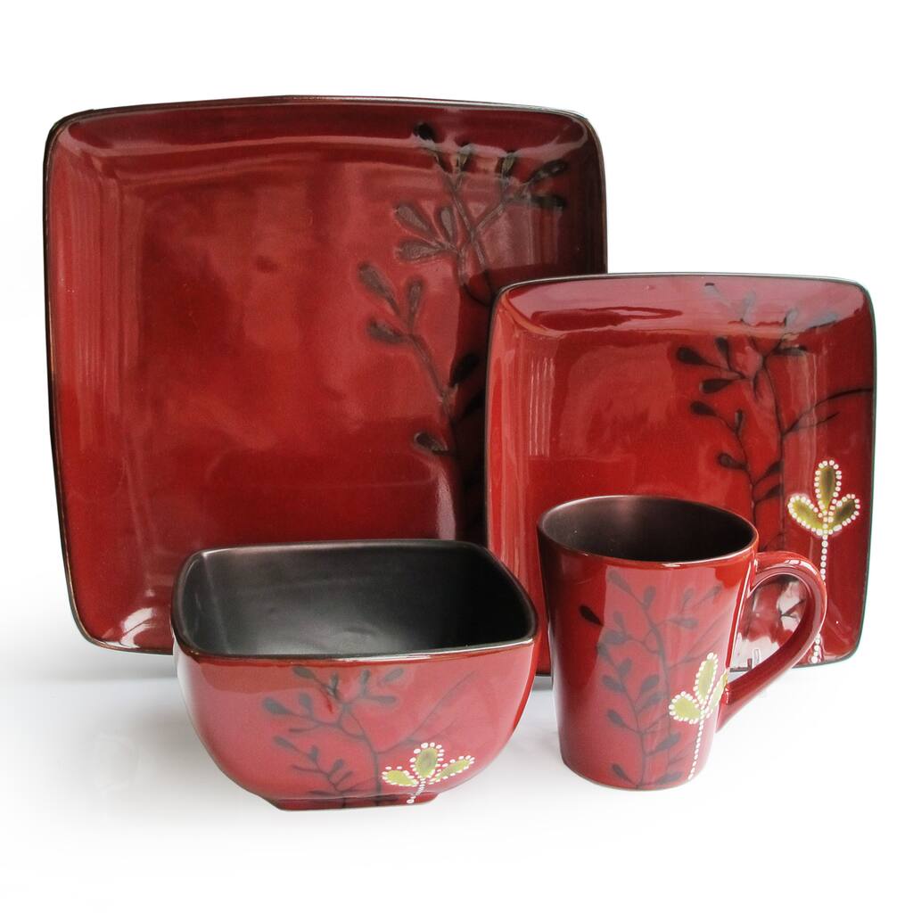 American Atelier Elise Red Stoneware 16-piece Dinner Set