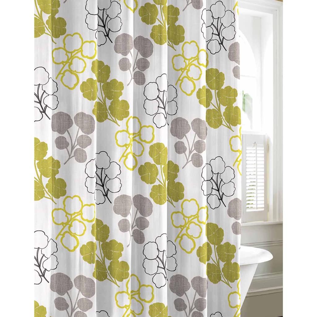 City Scene Pressed Flower Cotton Shower Curtain