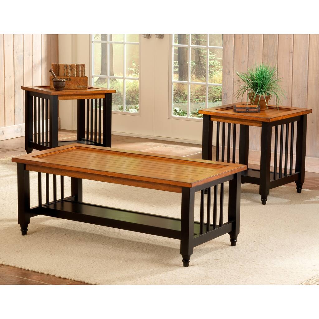 Blacksmith Country Pine/ Black 3-piece Table Set