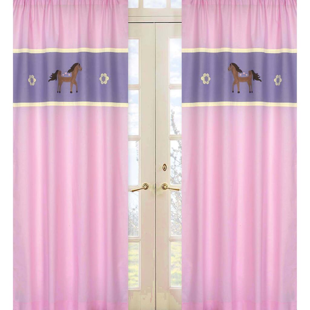 Sweet Jojo Designs Pink, Purple, Chocolate and Brown 84-inch Window Treatment Curtain Panel Pair for Pretty Pony Collection