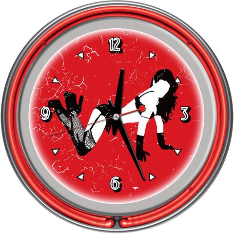 Shadow Babes B Series Two Red Neon Rings Clock - White