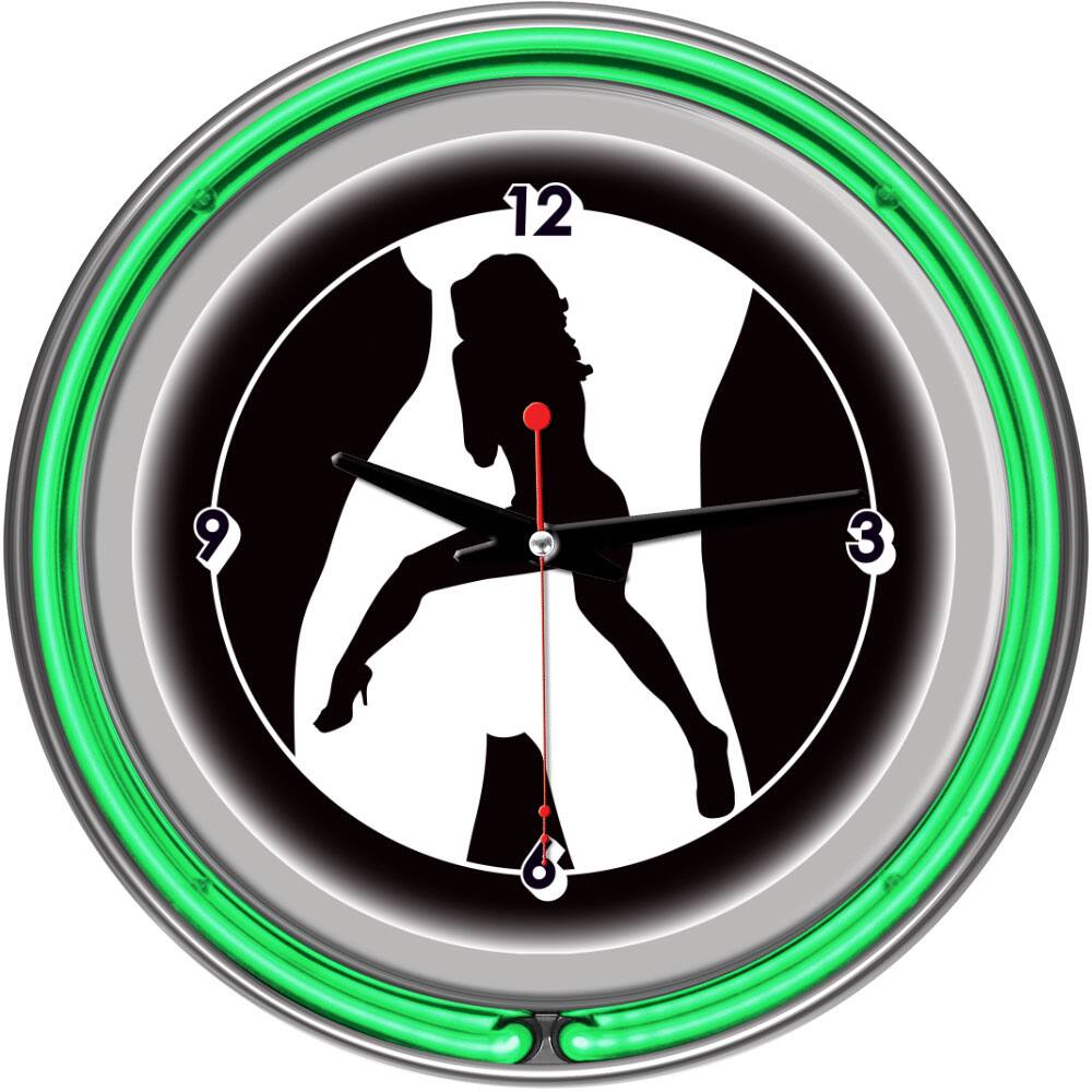 Shadow Babes C Series Two Green Neon Rings Clock