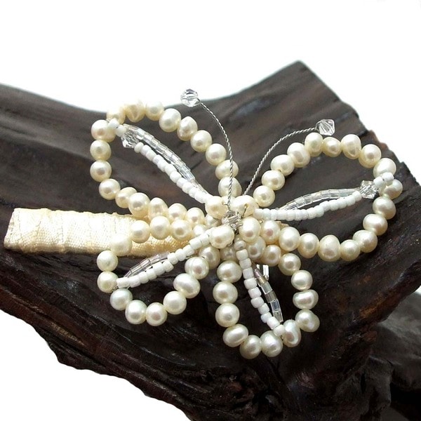 Butterfly Grace Freshwater Pearl Hair Clip (Thailand) Hair Accessories