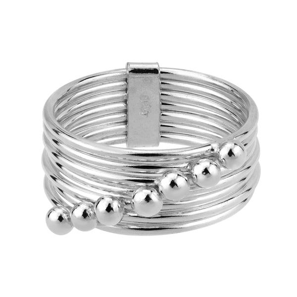 Handmade Trendy Wide Five Band Coil Wrap Sterling Silver Ring 