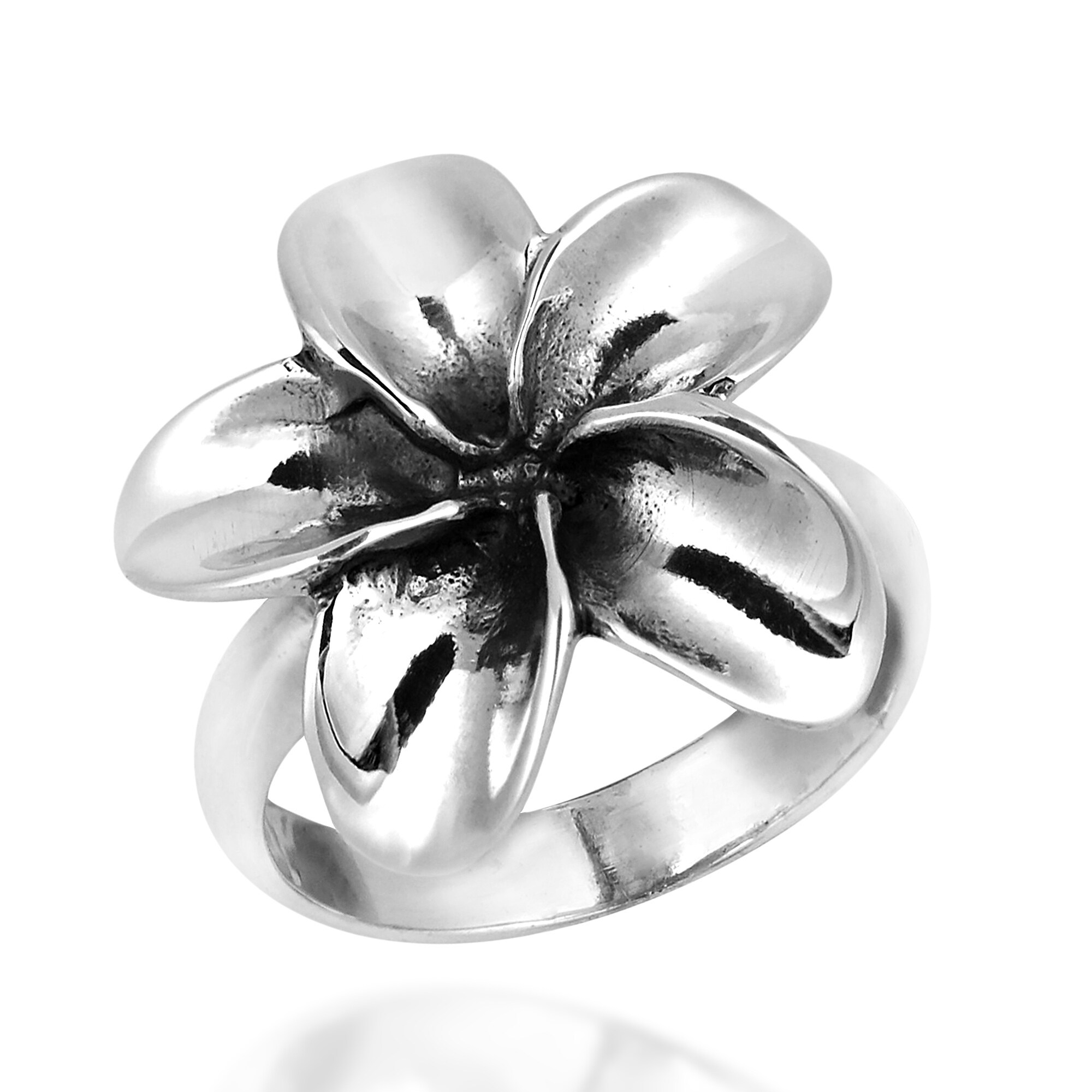 STUNNING STERLING SILVER HAWAIIAN PLUMERIA RING size 10  style# r0539 