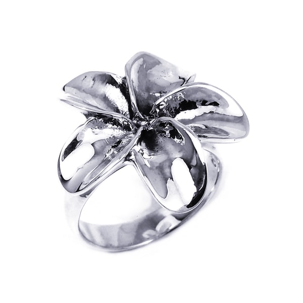 Silver Sweet Hawaiian Plumeria Flower Ring (Thailand) - 15114860 ...